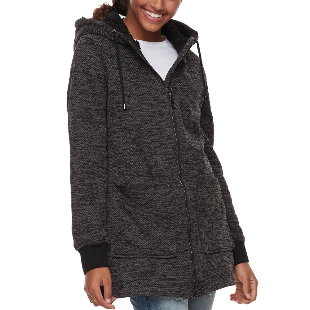 madden NYC Juniors' Sherpa-Lined Fleece Jacket